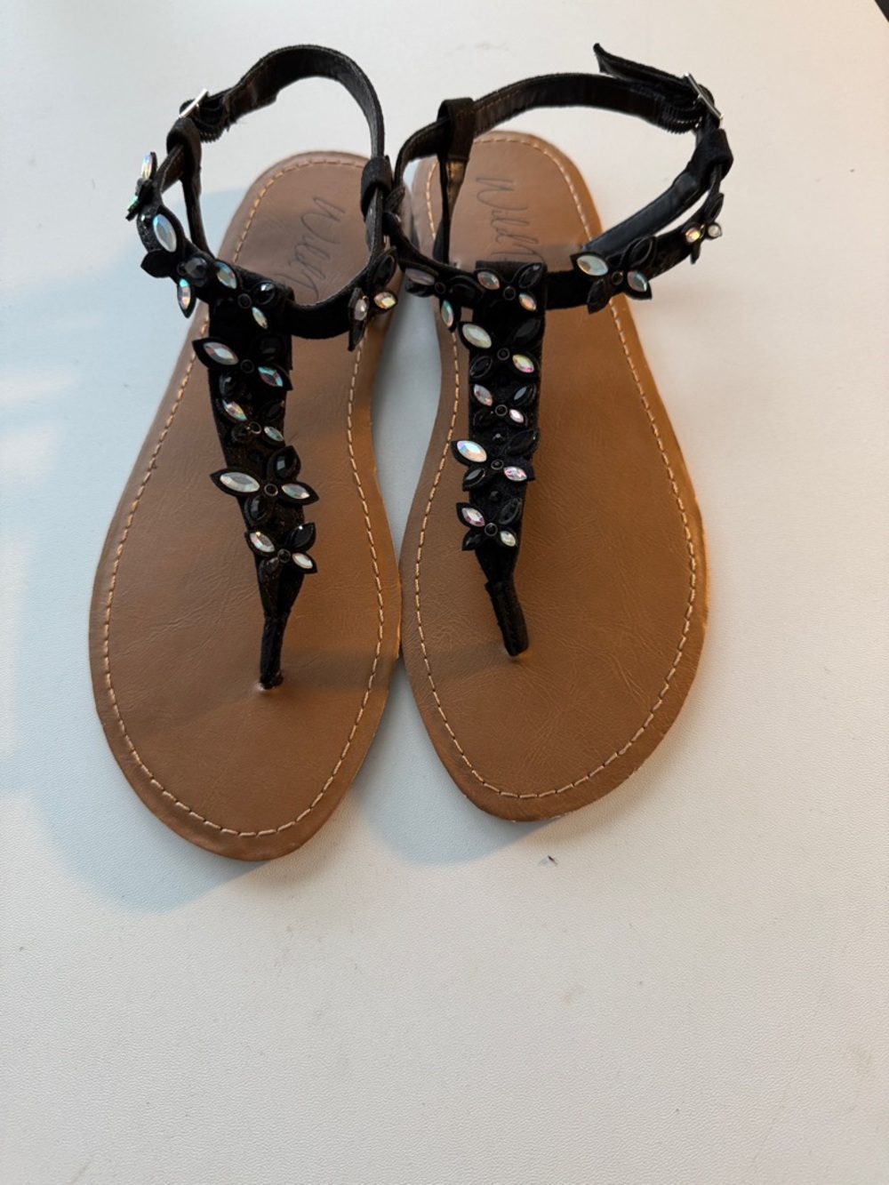Wild Pair Embellished Black Sandals size 6.5